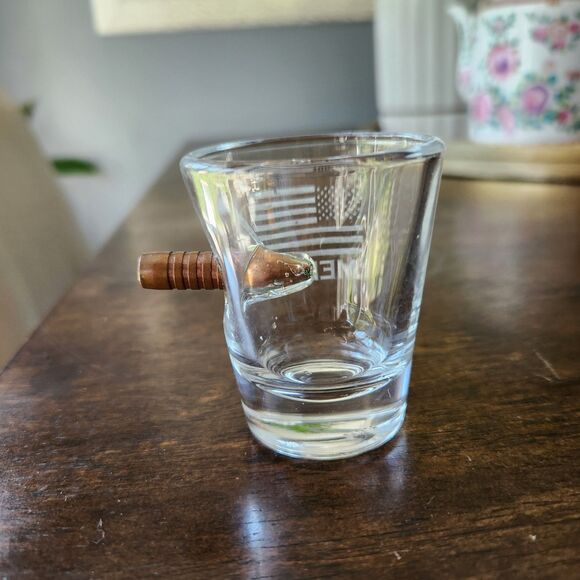 Original BenShot Bulletproof 'Merica Shot Glass w/ Real 308 Bullet Military Gift - Picture 3 of 8
